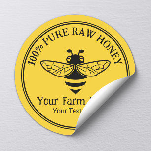 Sticker Rond Miel Jar Miel frais Bee Apiary Beekeeper Or