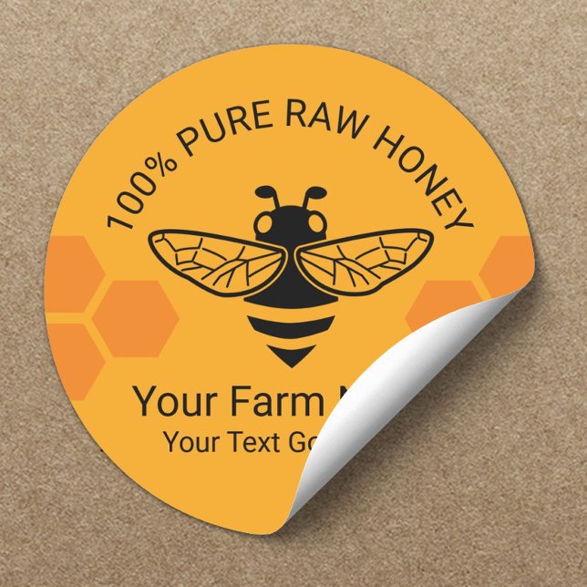 Sticker Rond Miel Jar Pure Miel Apiary Bee Apiary Beekeeper (Créateur téléchargé)
