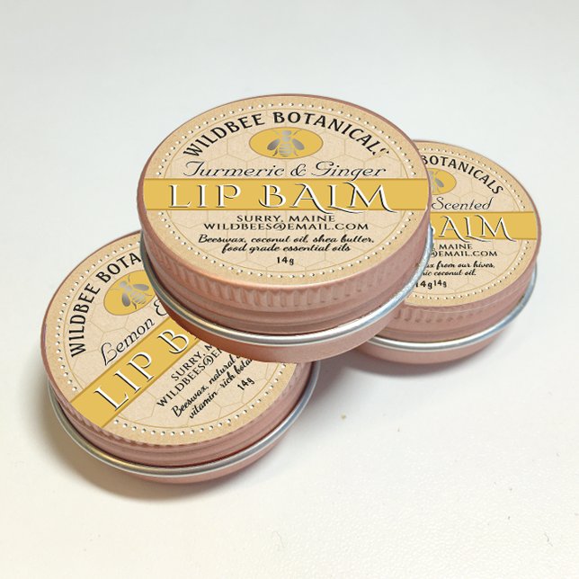 Sticker Rond Miel Parfumé Kraft Beeswax Lip Balm Dotée Bordure (Créateur téléchargé)