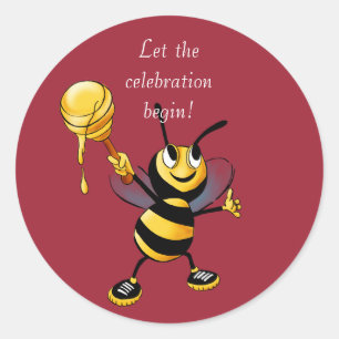 Sticker Rond Miel rouge Bee Rosh HaShana