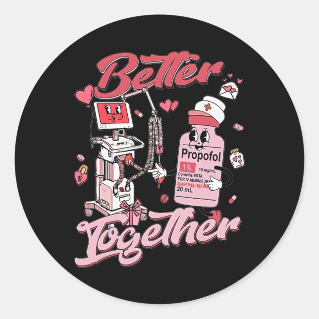 Sticker Rond Mieux ensemble Er Ed Infirmière Saint-Valentin Urg (Devant)