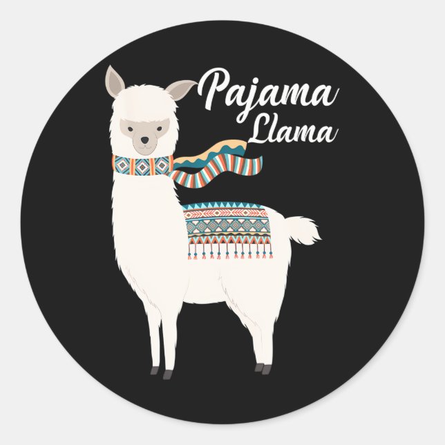 Sticker Rond Migna Pyjama Llama Heure du lit Llama Pyjama (Devant)