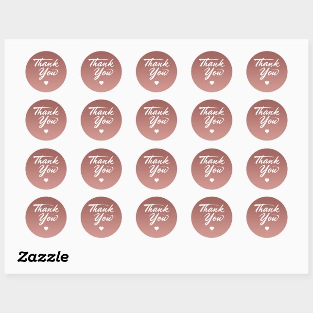 Sticker Rond Migner Rose Gold Gradient Arrière - plan Merci (Feuille)