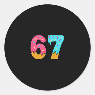 Sticker Rond Mignon 67 Six Seven Crème Glacée Dégoulinant Sport