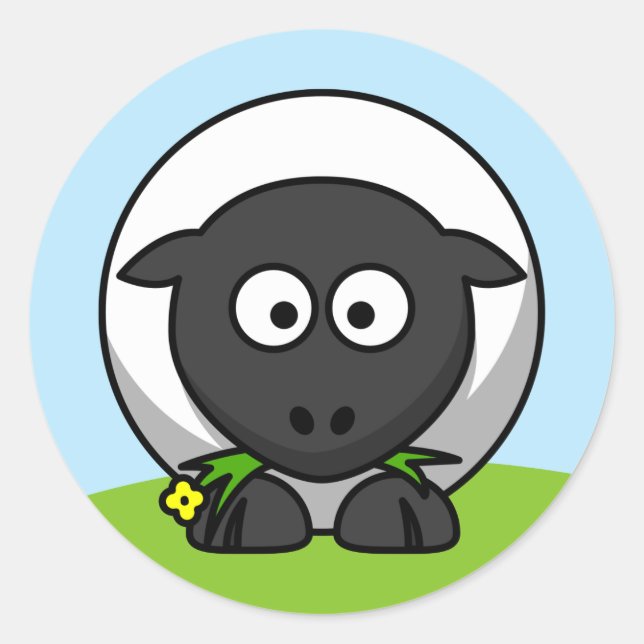 Sticker Rond Mignon agneau de dessin animé (Devant)