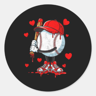 Sticker Rond Mignon Amateur de Baseball qui Dégouline pour la S