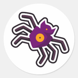 Sticker Rond Mignon Araignée Violet Squelettique Halloween avec