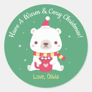 Sticker Rond Mignon Avoir un Noël chaleureux et confortable Our