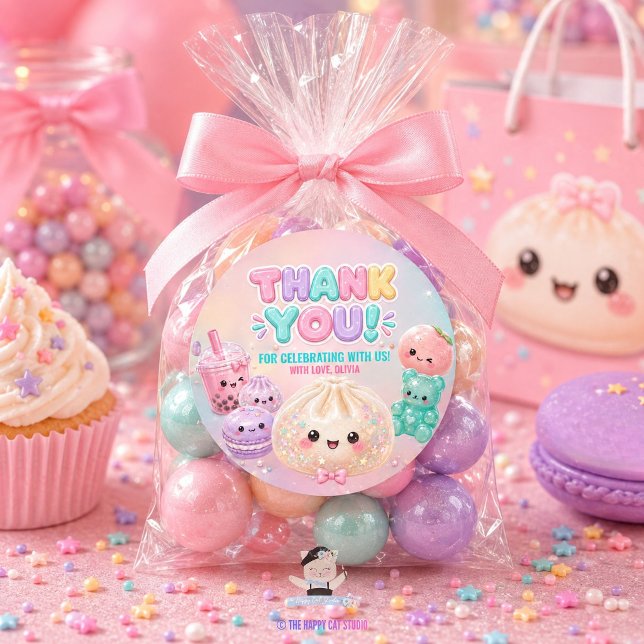 Sticker Rond Mignon Bao Dumpling Pailleté Squishy Fête Annivers (Cute Glitter Dumpling Bao Squishy Party Birthday Classic Round Sticker)