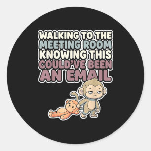 Sticker Rond Mignon bébé singe mème kawaii macaque japonais