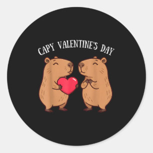 Sticker Rond Mignon Capy Saint-Valentin Amoureux de Capybara Ro