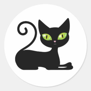 Sticker Rond Mignon Chat Chaton Dessin Animé Halloween Chat Noi