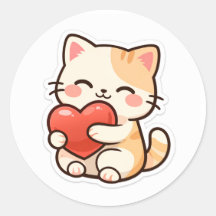 Mignon Chat Kawaii Tenant un Cœur – Amour Adorable