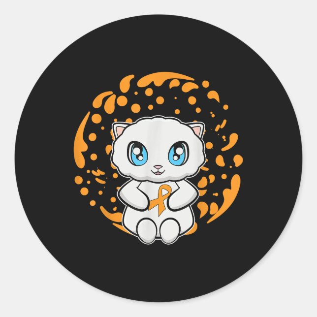 Sticker Rond Mignon chat persan animé Chatons Sensibilisation à (Devant)