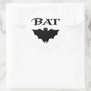 Sticker Rond Mignon Chauve-Souris Noir Et Blanc Halloween