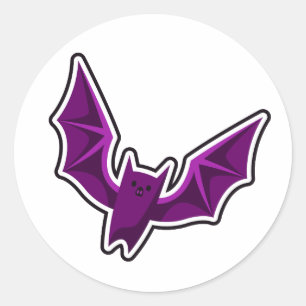 Sticker Rond Mignon chauve-souris violette volante Halloween de