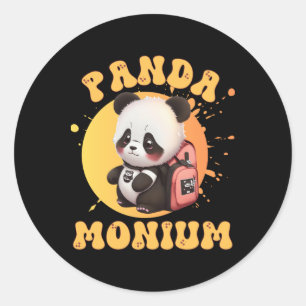 Sticker Rond Mignon Chibi Kawaii Panda Nom Année Scolaire Au Do
