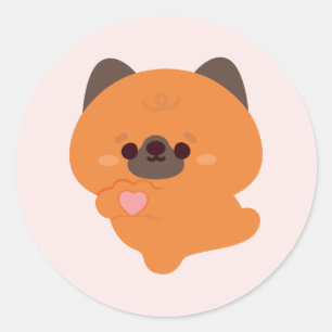 Sticker Rond Mignon chiot berger allemand d'amour