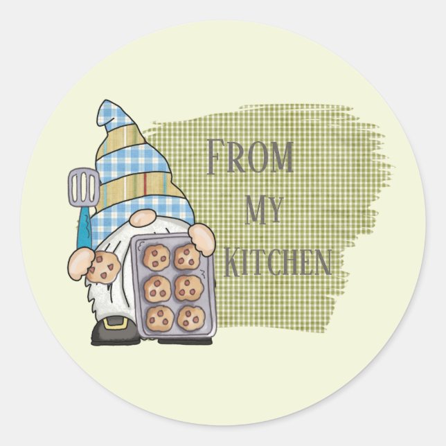 Sticker Rond mignon de cuisine gnome cuisine biscuit (Devant)