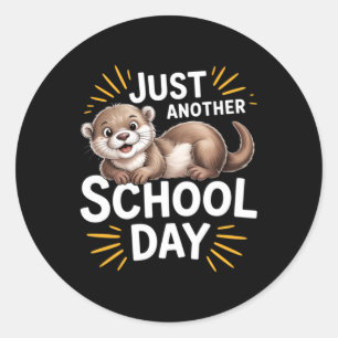 Sticker Rond Mignon design de dessin animé de jour d'école de l