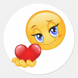 Sticker Rond mignon doux émoji amour cœurs baiser classique ron