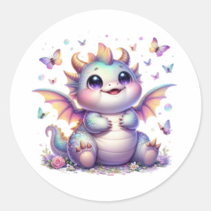 Sticker Rond mignon dragon de gliton bébé