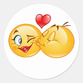 Sticker Rond mignon émoji amour coeur baiser
