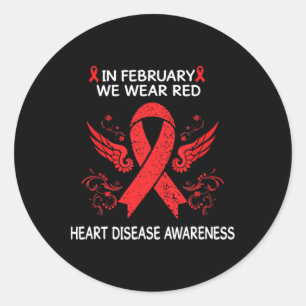 Sticker Rond Mignon En février, nous portons du rouge pour comb