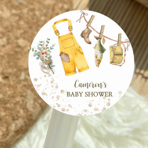 Sticker Rond Mignon Genre Neutre Petit Pêcheur Baby shower