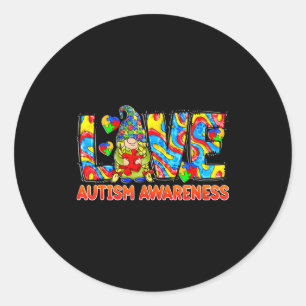 Sticker Rond Mignon gnome amour puzzle mois de sensibilisation