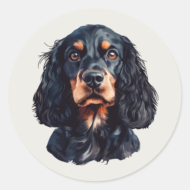 Sticker Rond Mignon Happy Black Cocker Spaniel Animal de Compag (Devant)