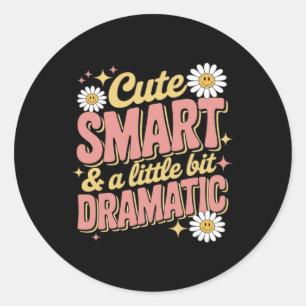 Sticker Rond Mignon Intelligent Dramatique Drôle Sourire Fleur