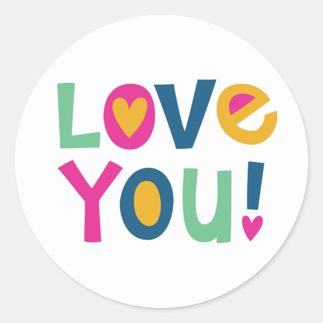 Sticker Rond Mignon Je t'aime Enfants Valentine (Devant)