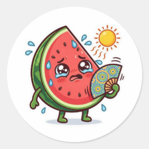 Sticker Rond Mignon Kawaii Dallae de pastèque marocaine d'été A