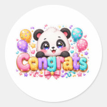 Mignon Kawaii Félicitations Panda Nom Pastel Rose