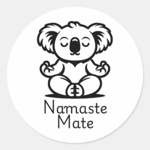 Sticker Rond Mignon koala australien méditant en position de yo