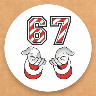 Sticker Rond Mignon Meme de Noël Six Sept 67 6 7 Vacances