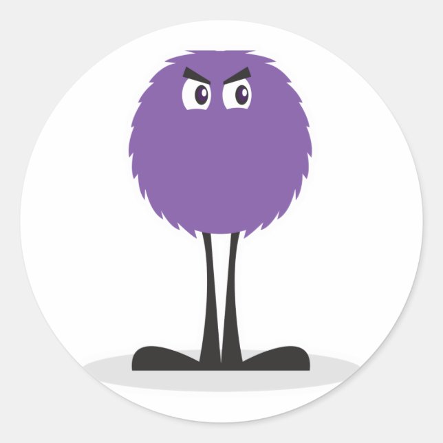 Sticker Rond mignon monstre pourpre flou (Devant)