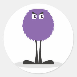 Sticker Rond mignon monstre pourpre flou