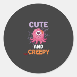 Sticker Rond Mignon Monstre Rose Créatif Halloween Toile d'Arai