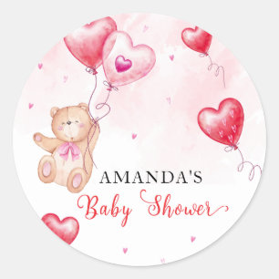 Sticker Rond Mignon Ours en Peluche Rustique Ballon en Forme de