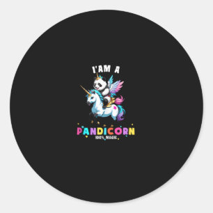Sticker Rond Mignon Panda Licorne Je Suis Une Fille Magique Pan