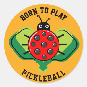 Sticker Rond 🐞 mignon pickleball ladybug orange