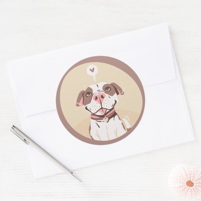 Sticker Rond Mignon Pit Bull (Enveloppe)