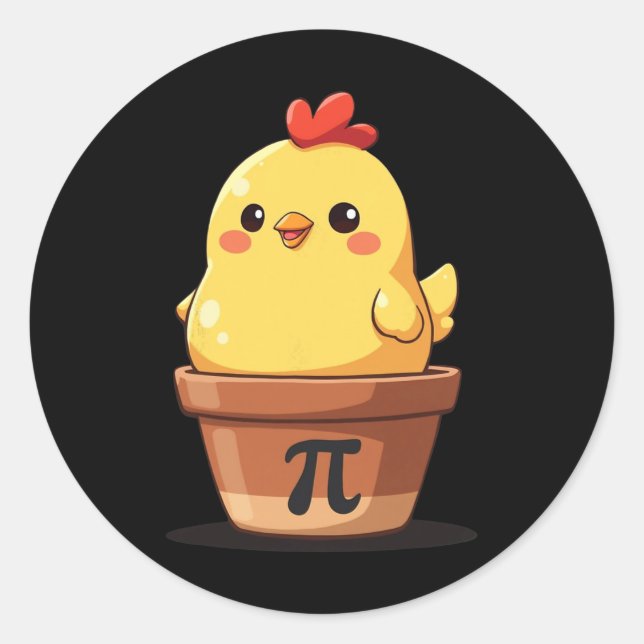 Sticker Rond Mignon poulet Pot Pi Day tarte profs de maths amou (Devant)