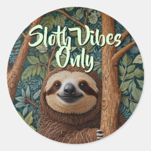 Sticker Rond Mignon rétro boho Paresseux Accroche-toi là vibes