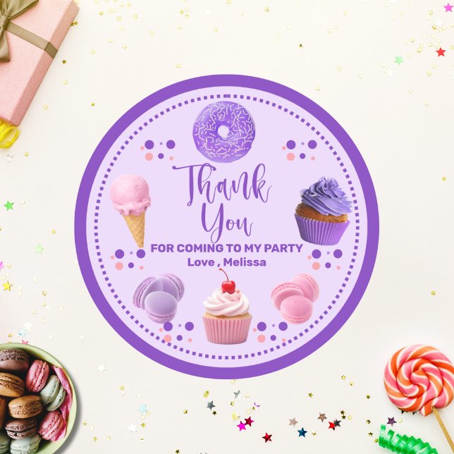 Sticker Rond Mignon Rose Violet Douce Merci (Créateur téléchargé)