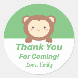 Sticker Rond Mignon Singe Kawaii Merci D'être Venu