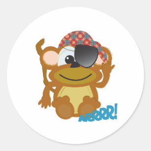 Sticker Rond Mignon singe pirate Goofkins