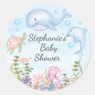 Sticker Rond Mignon sous l'autocollant de faveur de baby shower